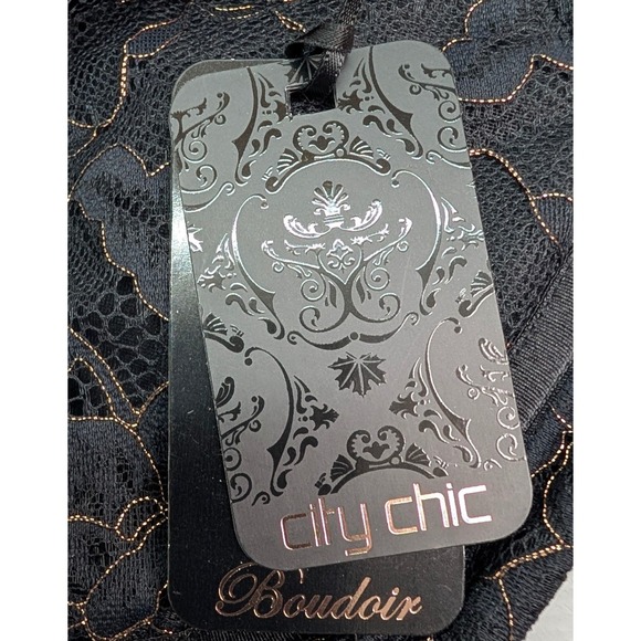 City Chic Abby UW Bra Black Floral Lace Underwire Plus Size 44C Boudoir NWT - Picture 6 of 9